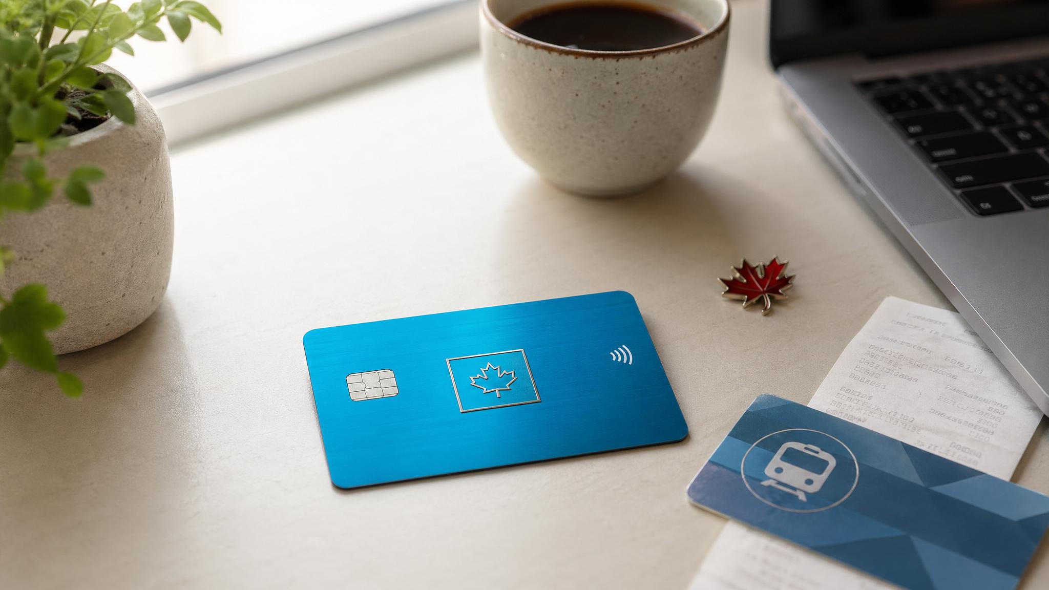 American Express Cobalt style card on a Canadian finance desk