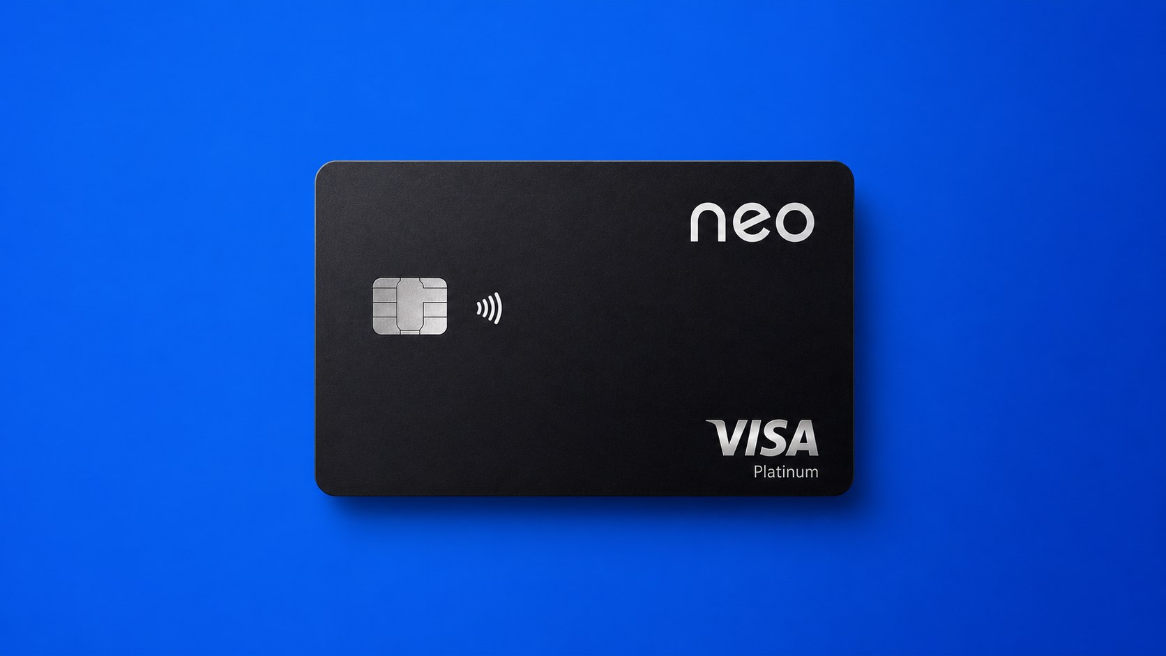 Neo Credit Card on a blue background for Canadian applicants